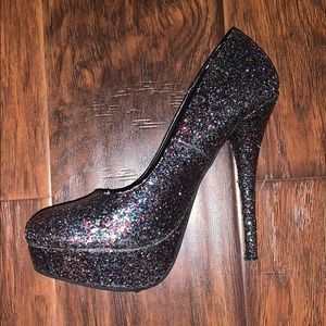 Multi color sparkle high heels